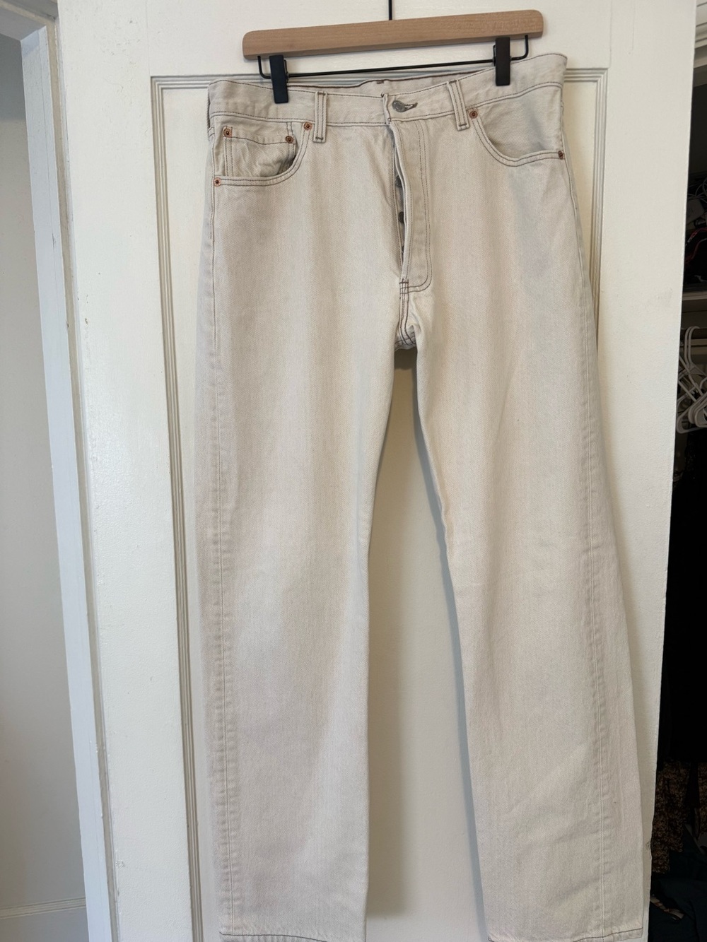 Vintage 1997 Levi’s 501-0612 Made in USA Texas classic cream straight leg 36x34